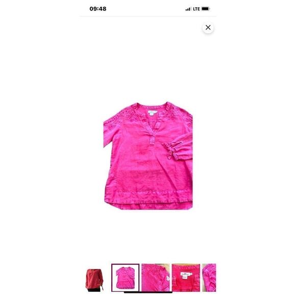 VINEYARD VINES embroidered cotton and linen pink shirt - Picture 3 of 5